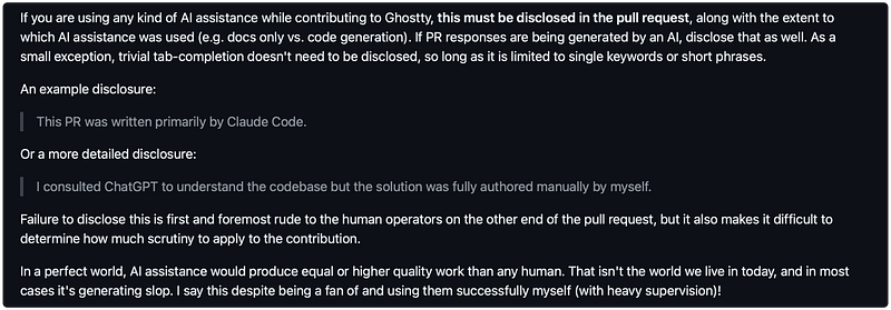 Ghostty requiring contributors to disclose use of AI