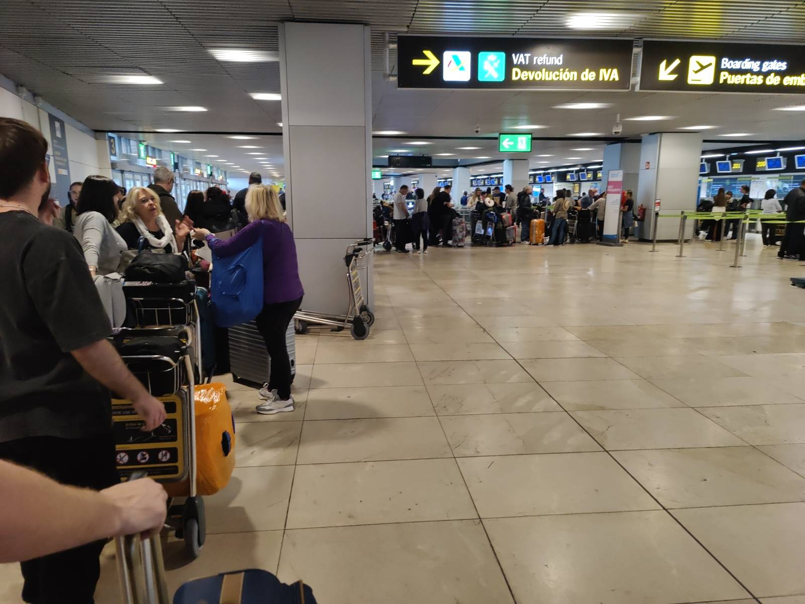 Check-in queue at Madrid airport 