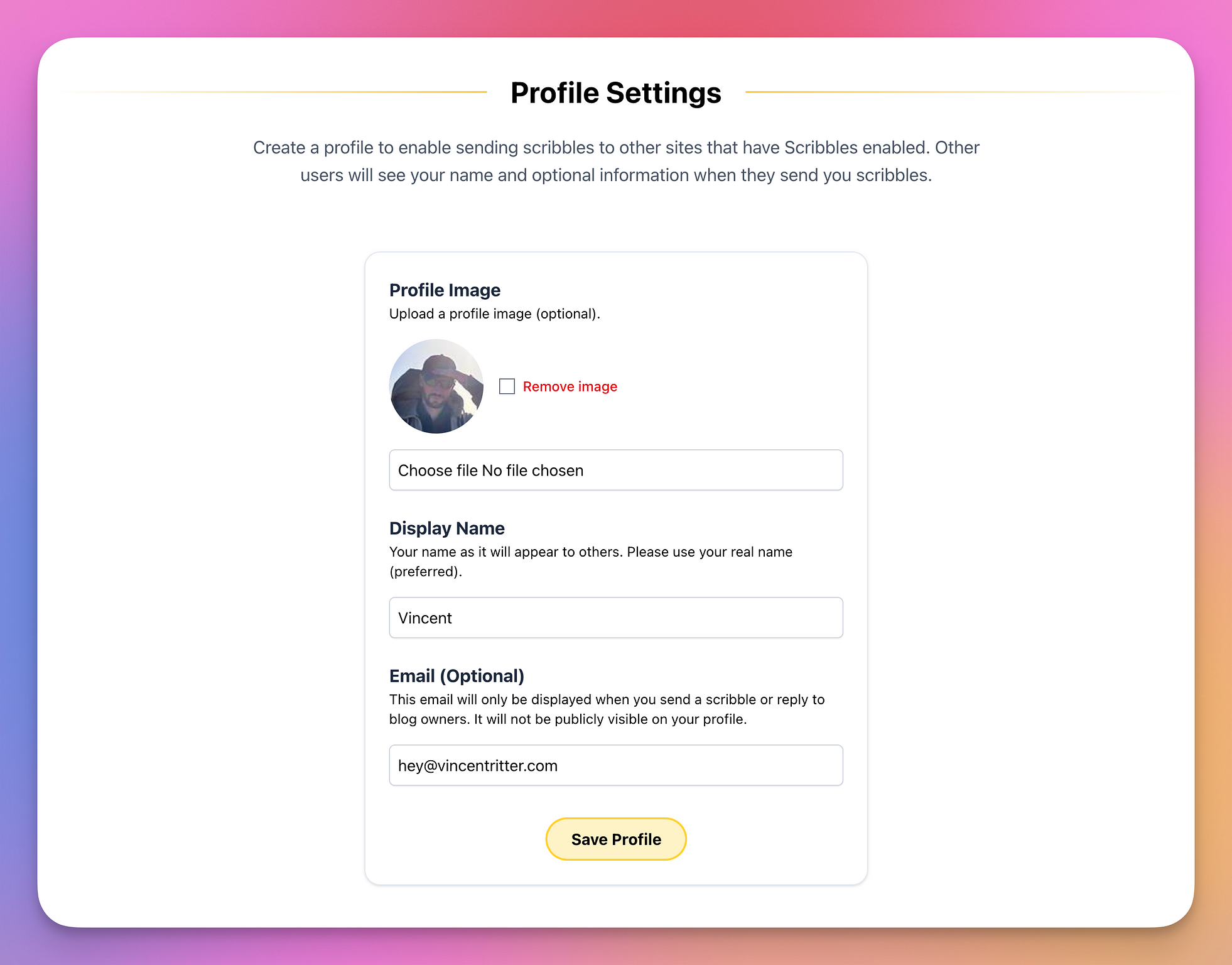 Profile settings