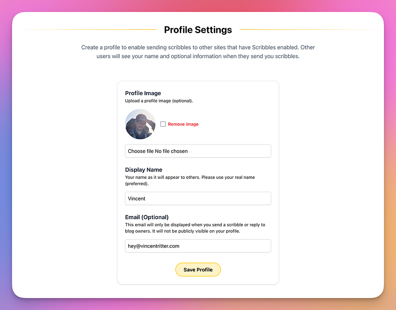 Profile settings