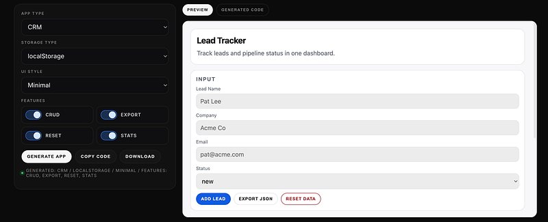 One-Page App Generator