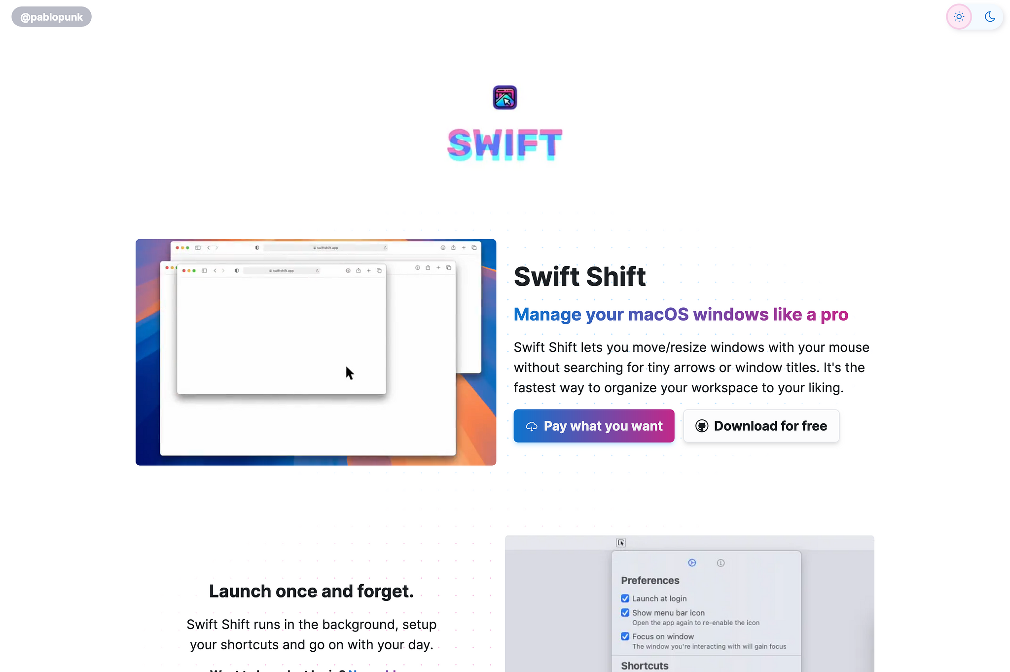 Screenshot Swift Shift Homepage (2025-06-03)