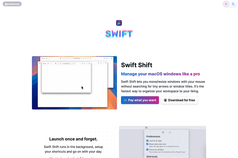 Screenshot Swift Shift Homepage (2025-06-03)