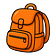 an orange rucksack