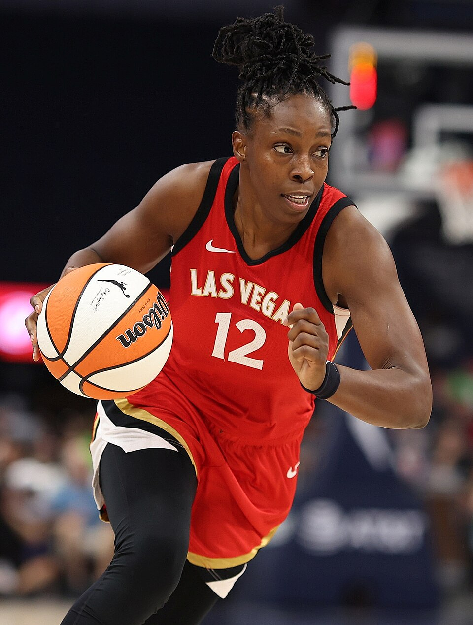 Chelsea Gray handles the ball against the Minnesota Lynx on July 22nd, 2023 at Target Center in Minneapolis, Minnesota.                                  (Photo Credit: John McClellan; Creative Commons License)