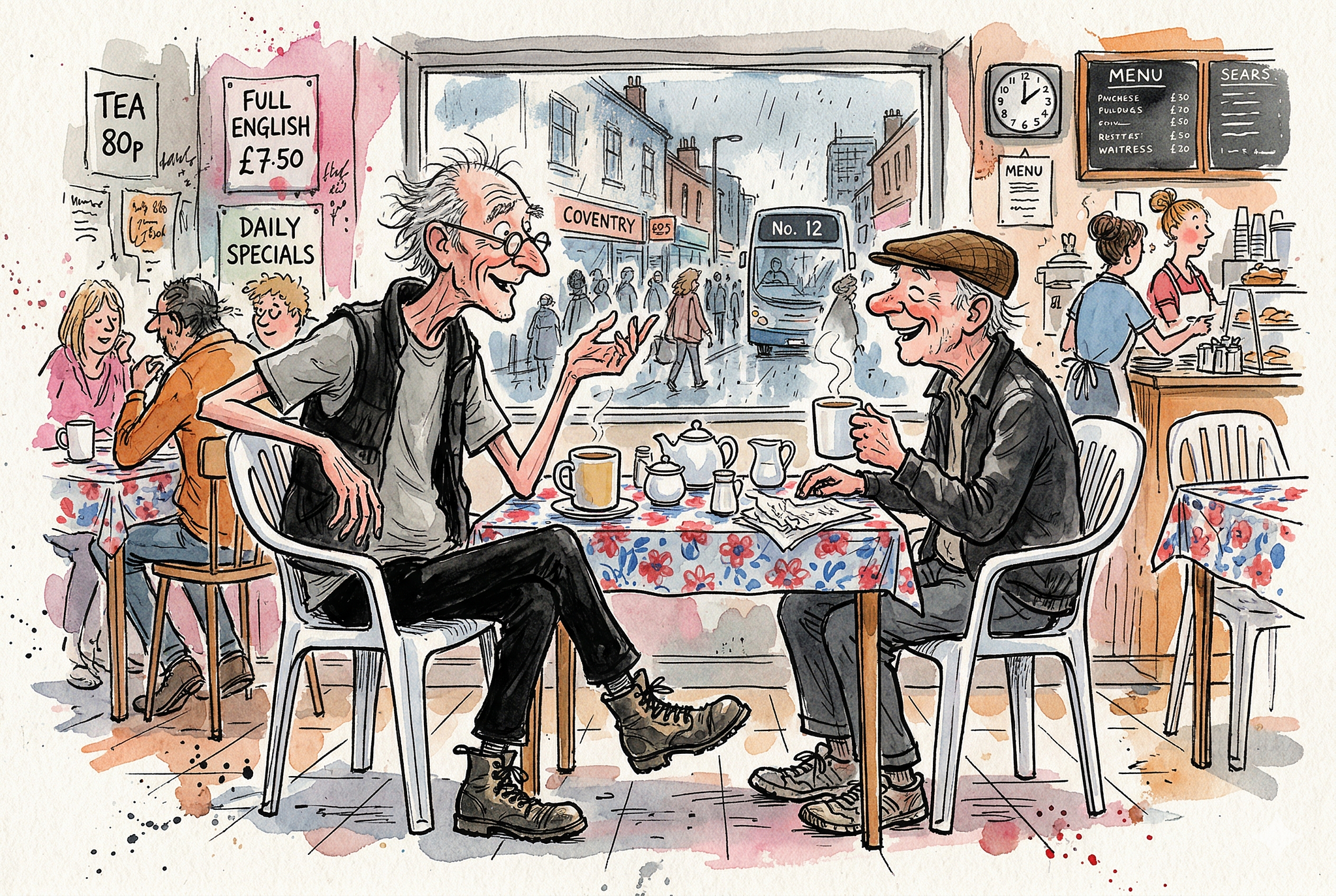 Bob and Joe in the cafe