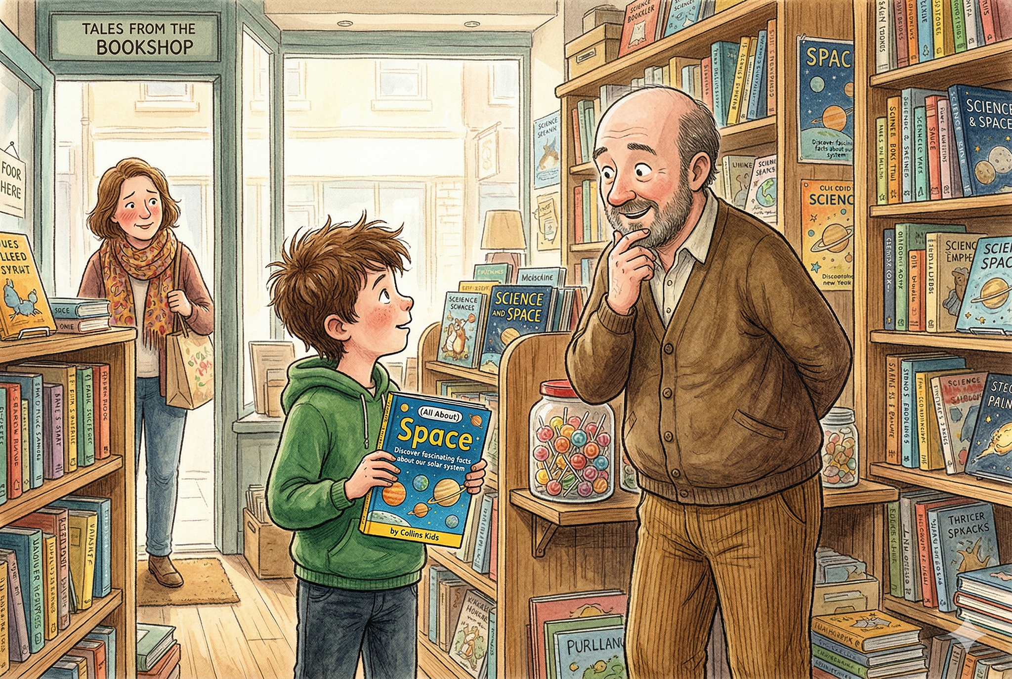 Mikey choosing a book