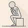 A thinking stick figure in the posture of "The Thinker"