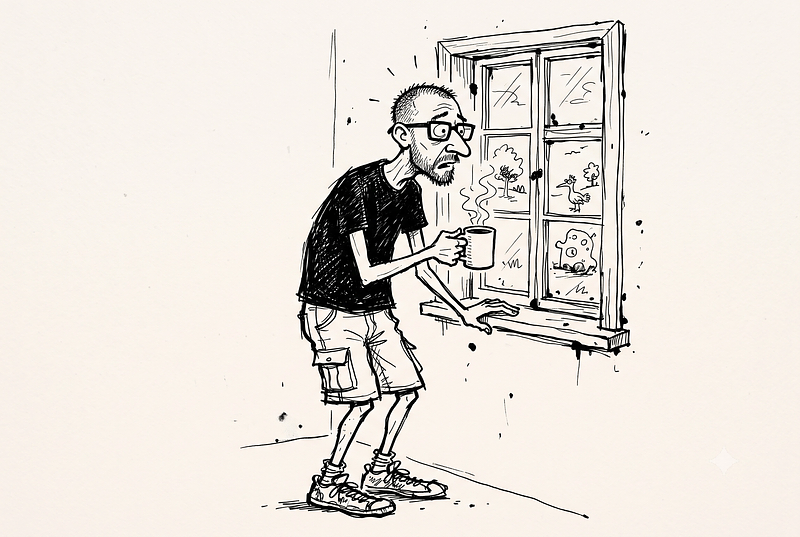 A black and white illustration of me
