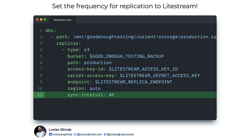 How to set sync-interval to litestream