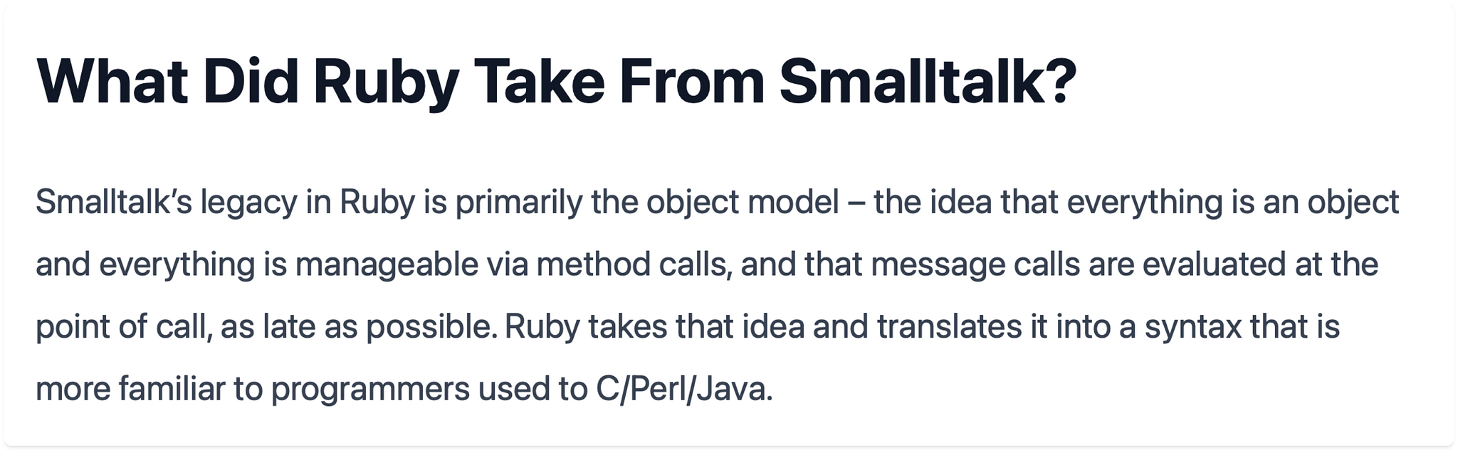 What did Ruby take from Smalltalk