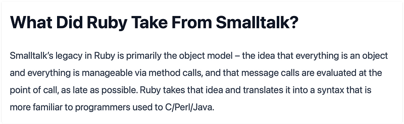 What did Ruby take from Smalltalk