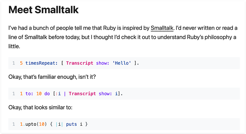 What did Ruby take from Smalltalk