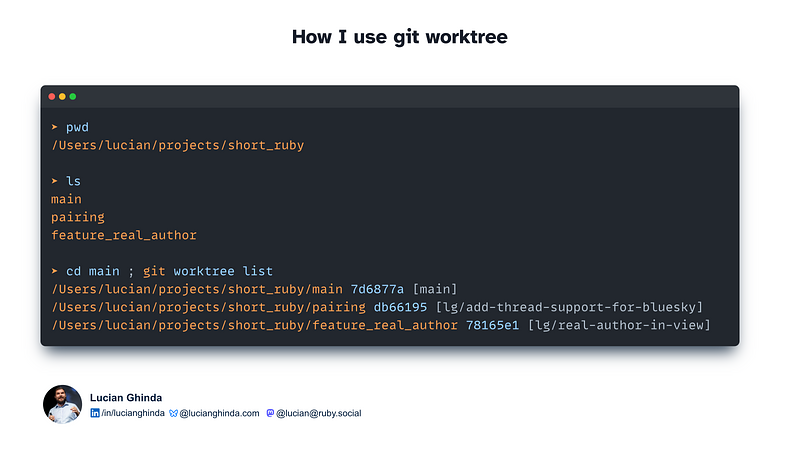 How I use git worktree