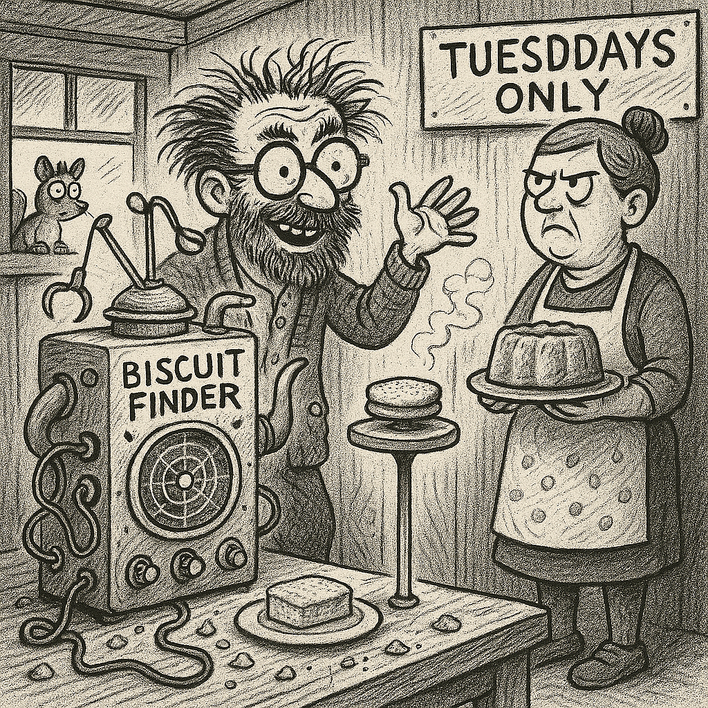 Reg, finding biscuits