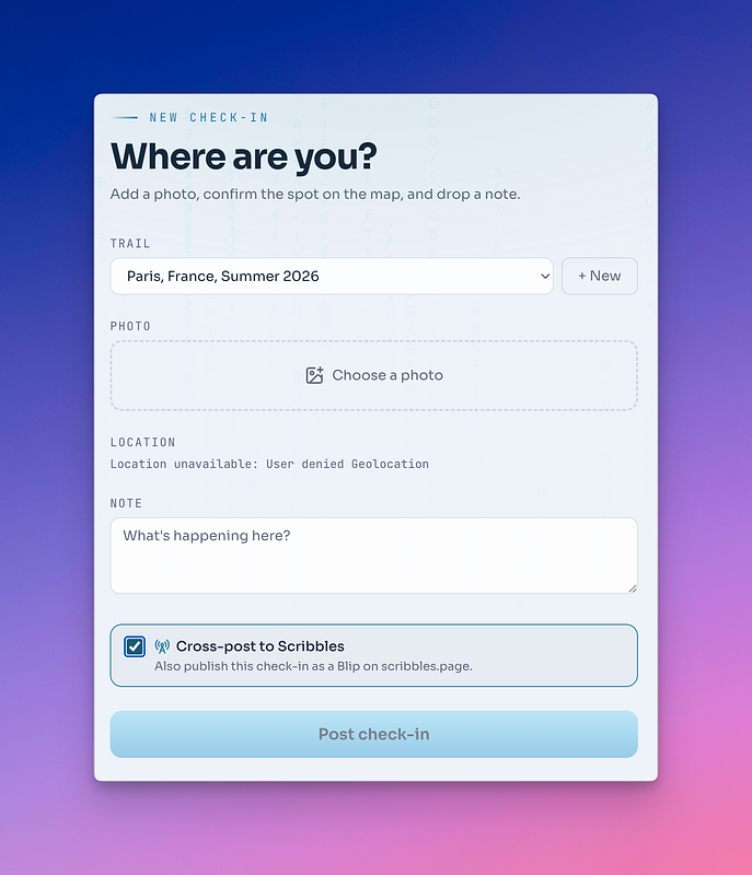 The checking screen with the cross-posting option turned on