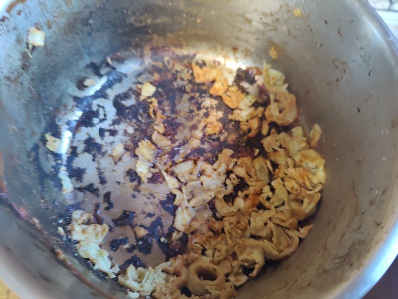 A burnt cooking pan