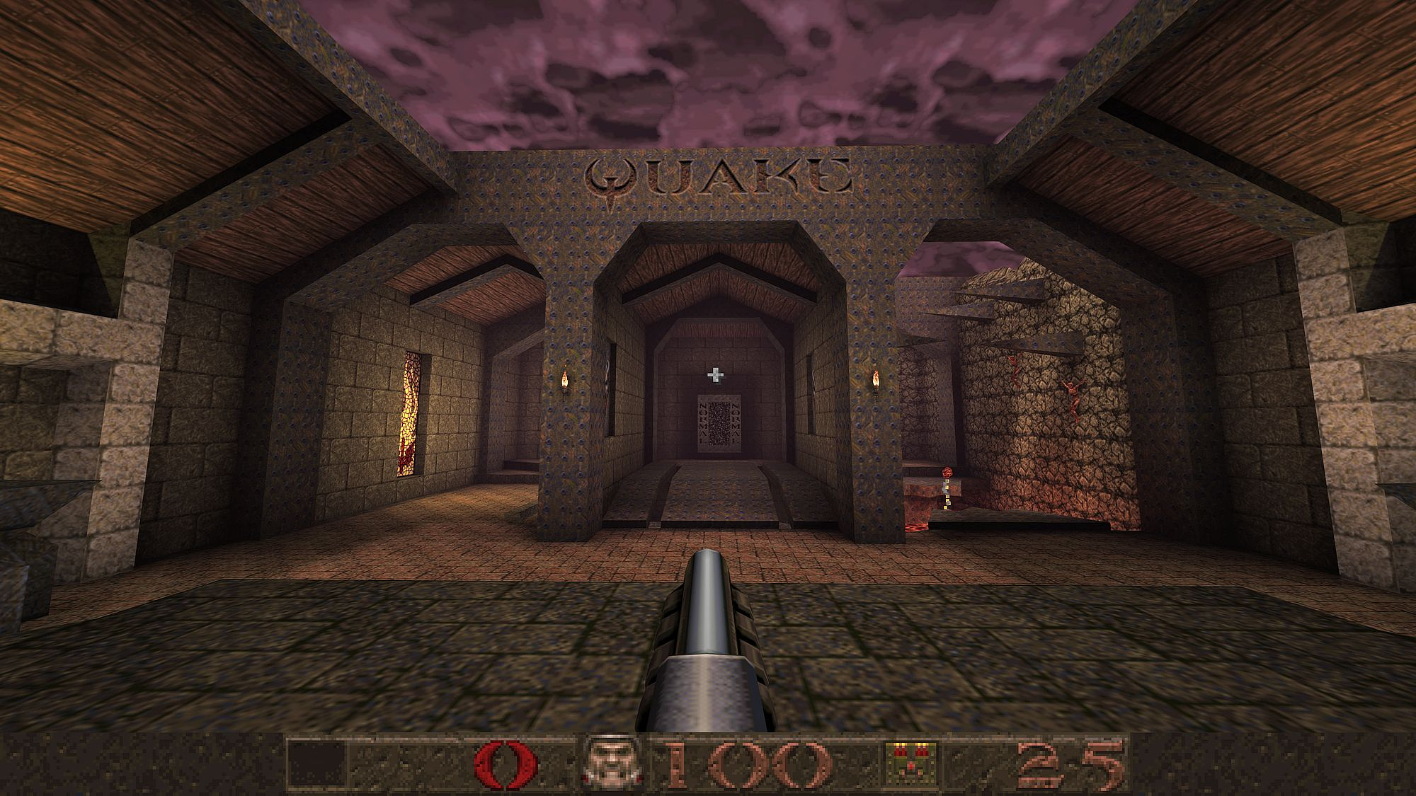 Quake’s entrance hall from the 2021 remaster. I’d never seen Quake look this good, a far cry from the game in 1996.
