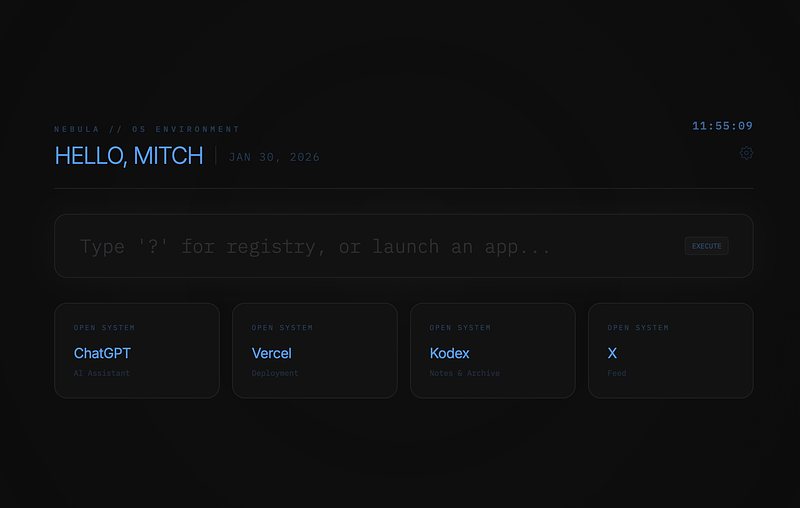 Personal OS dashboard page