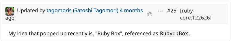 The proposal for Tagomori about Ruby::Box