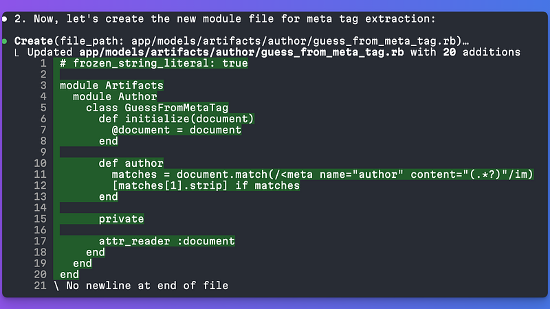 Screenshot of the new file created by Claude Code