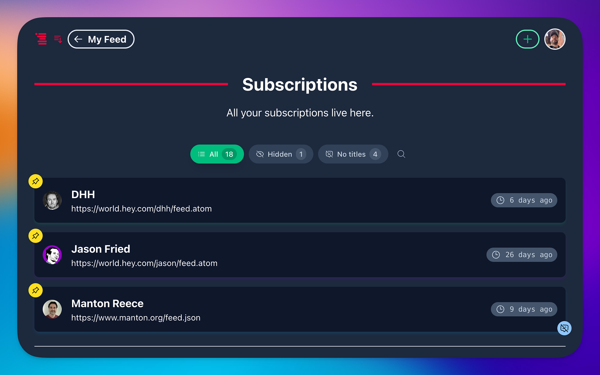 Filter you feed subscriptions.