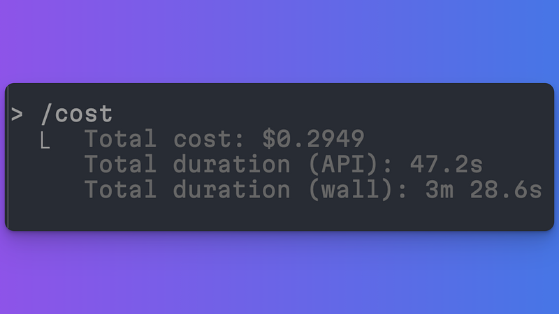 Screenshot of the total cost
