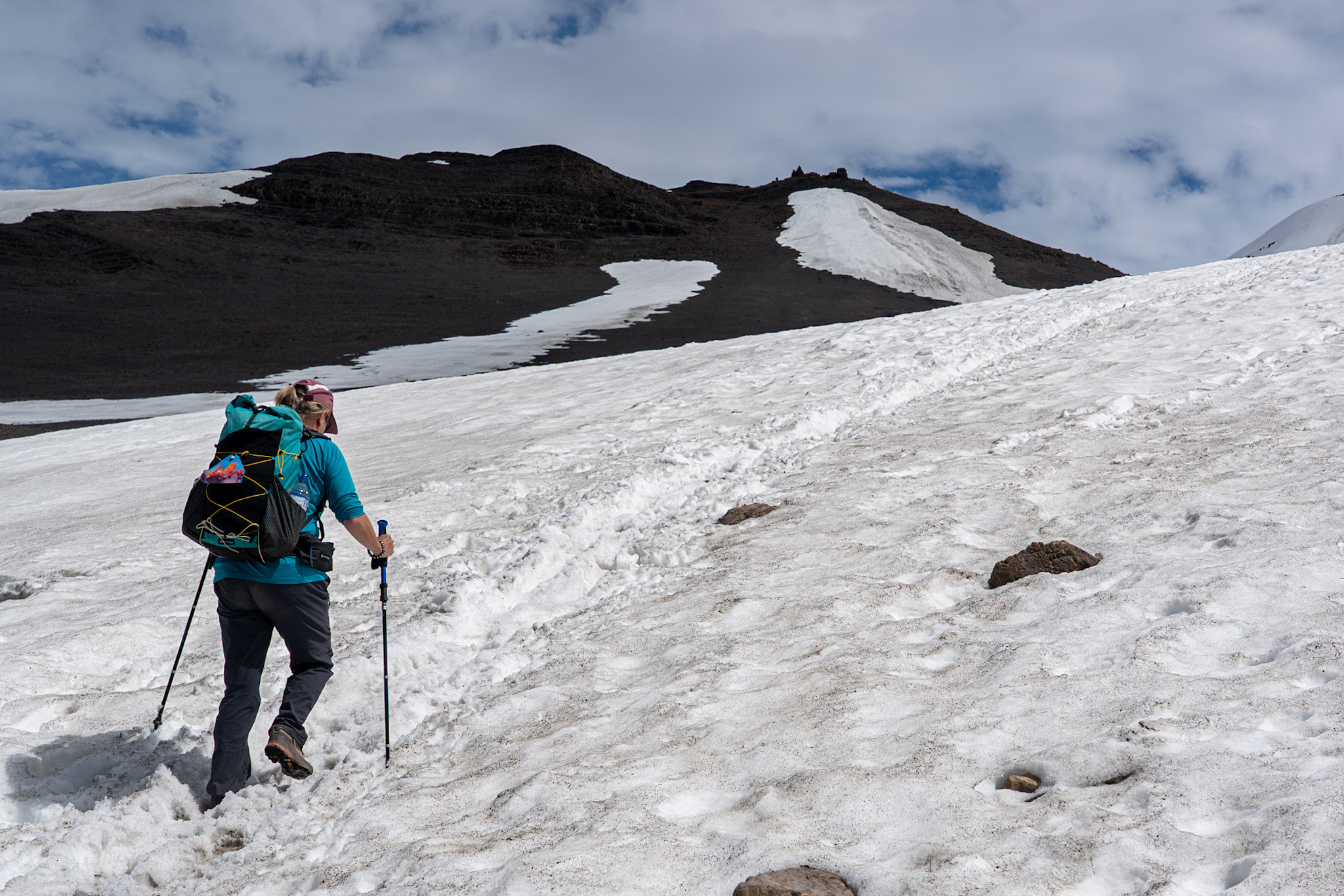 Ascending easy snow slopes