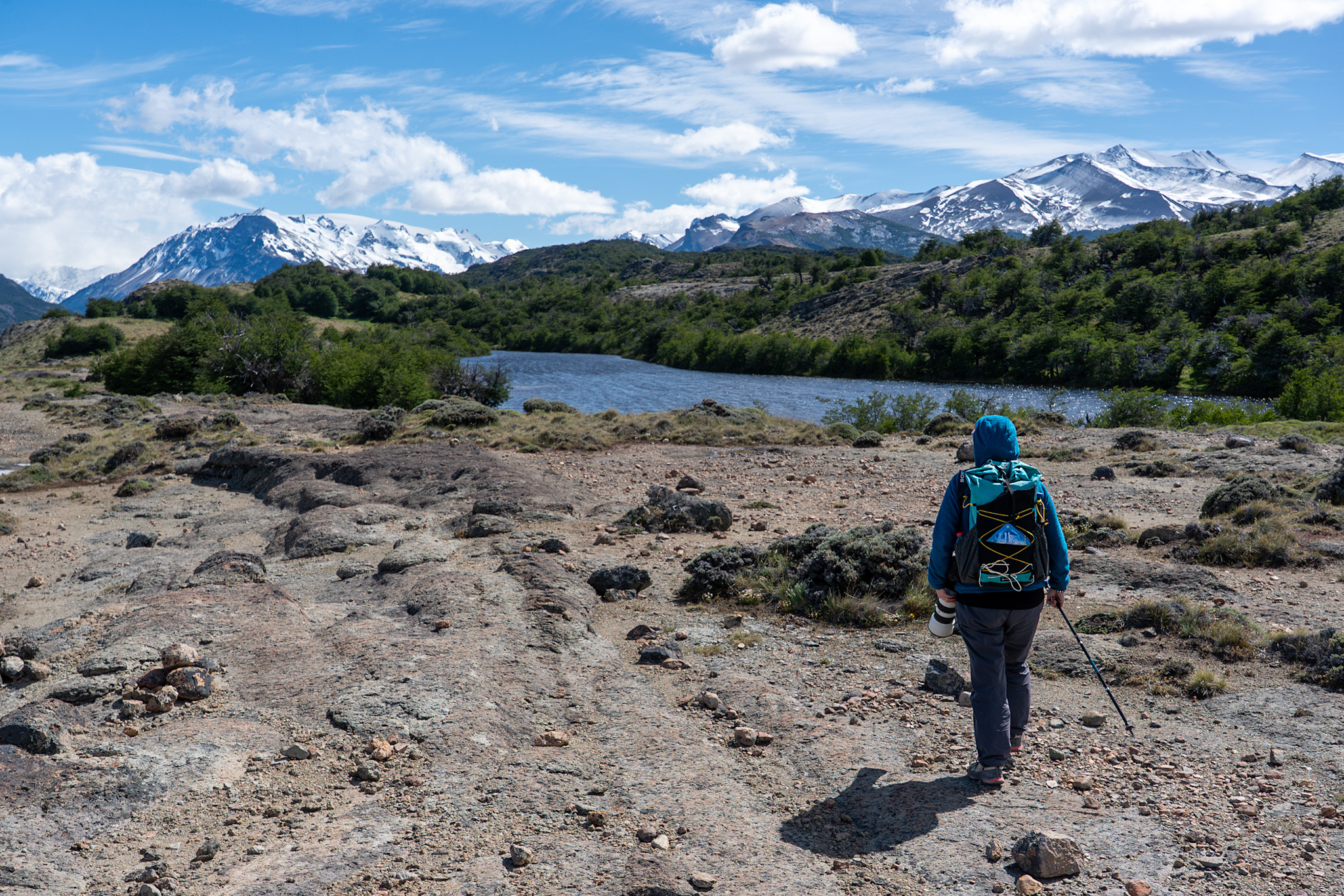 Approaching one of the small inland lakes 