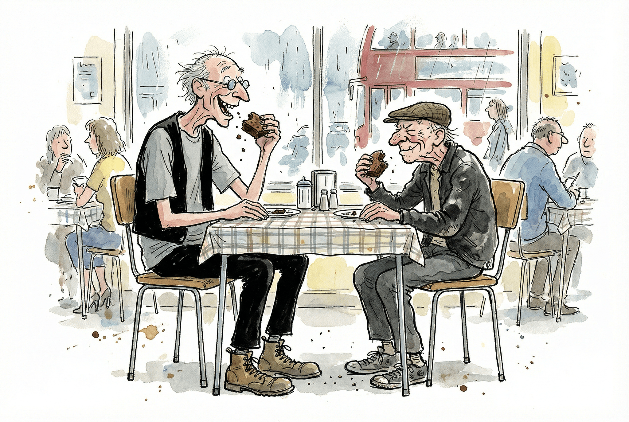 Bob and Joe in the cafe