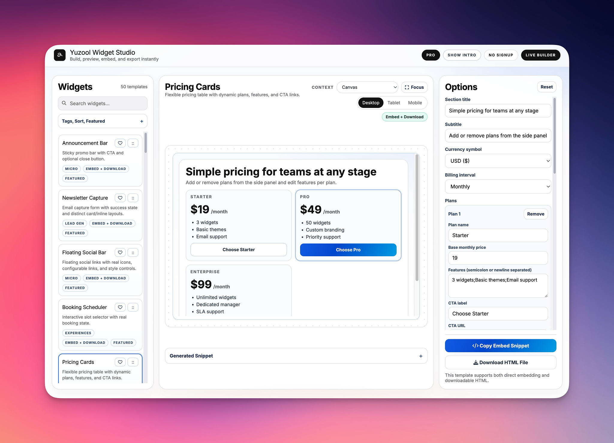 Yuzool Widget Studio