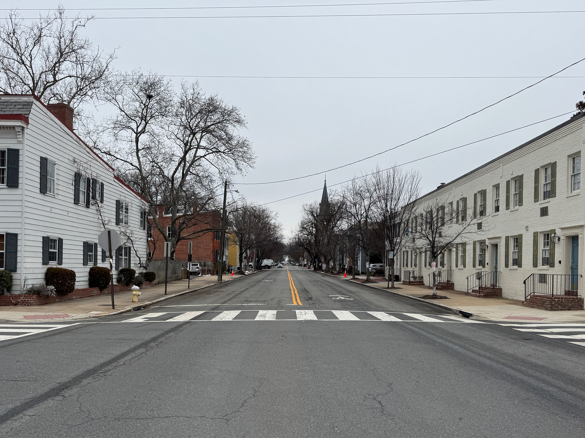 view down an empty city street