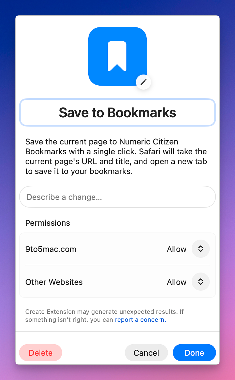 Creating Safari Extensions is just a prompt away in macOS 27 Golden Gate!