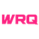 Lettere maiuscole WRQ in colore fucsia brillante su sfondo nero, con font spesso e geometrico.