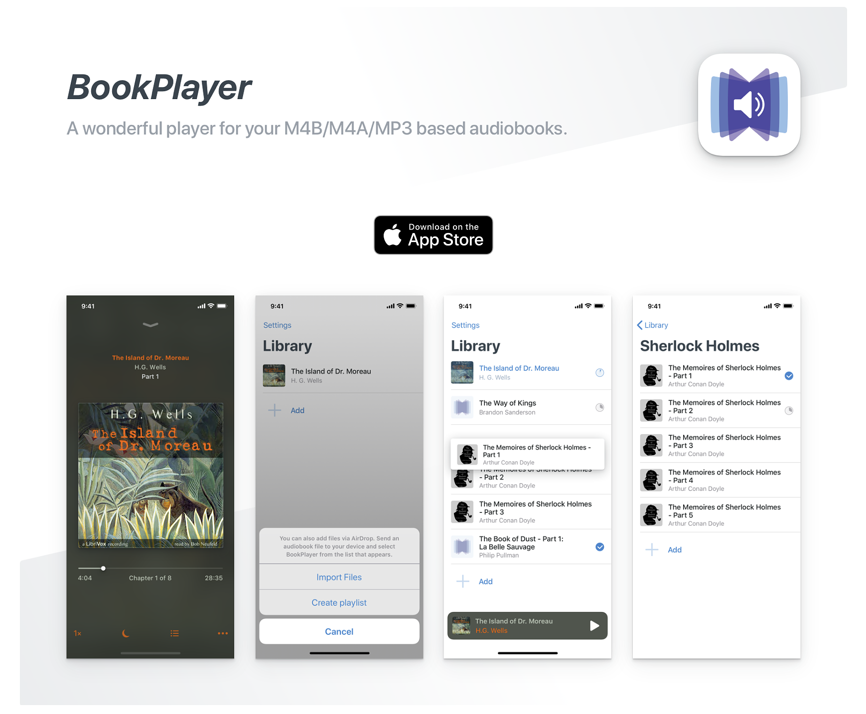 Screenshot BookPlayer GitHub page (08.05.2025)