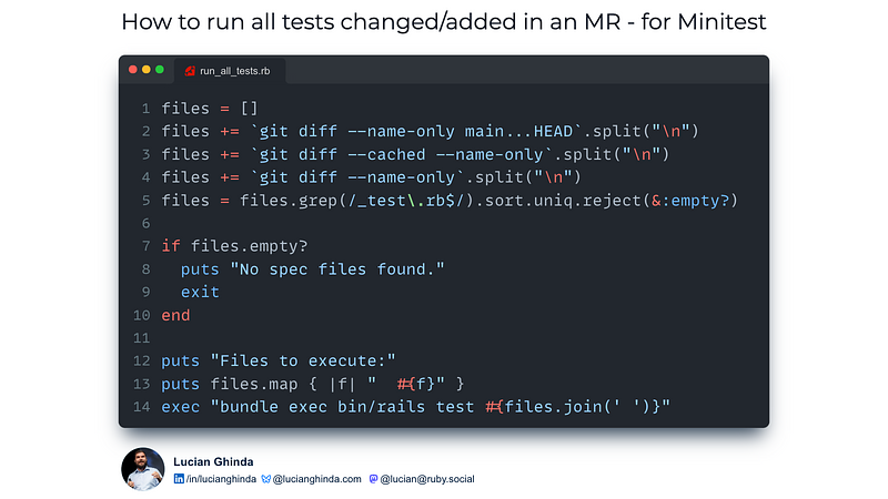 How to run all tests from the current branch using Rspec