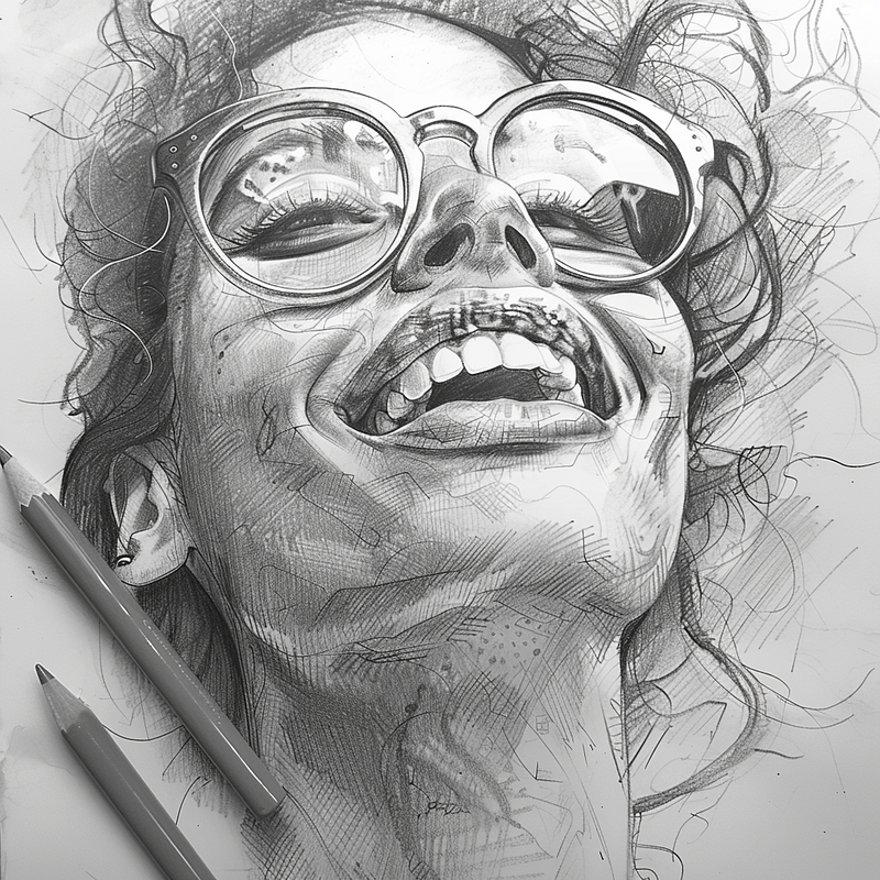 midjourney prompt: a user pretty happy with new blogging software, pencil drawing