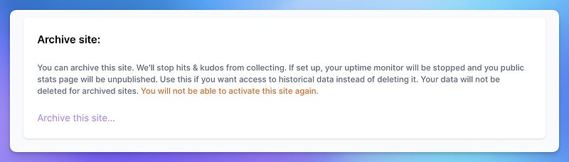 Archive site setting section, with some text to get you started.