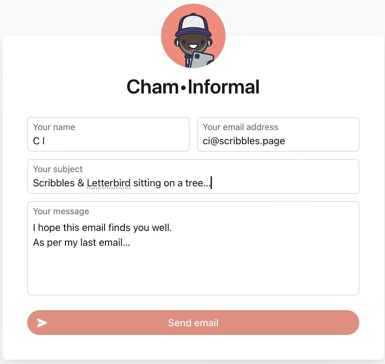 Letterbird Contact Form