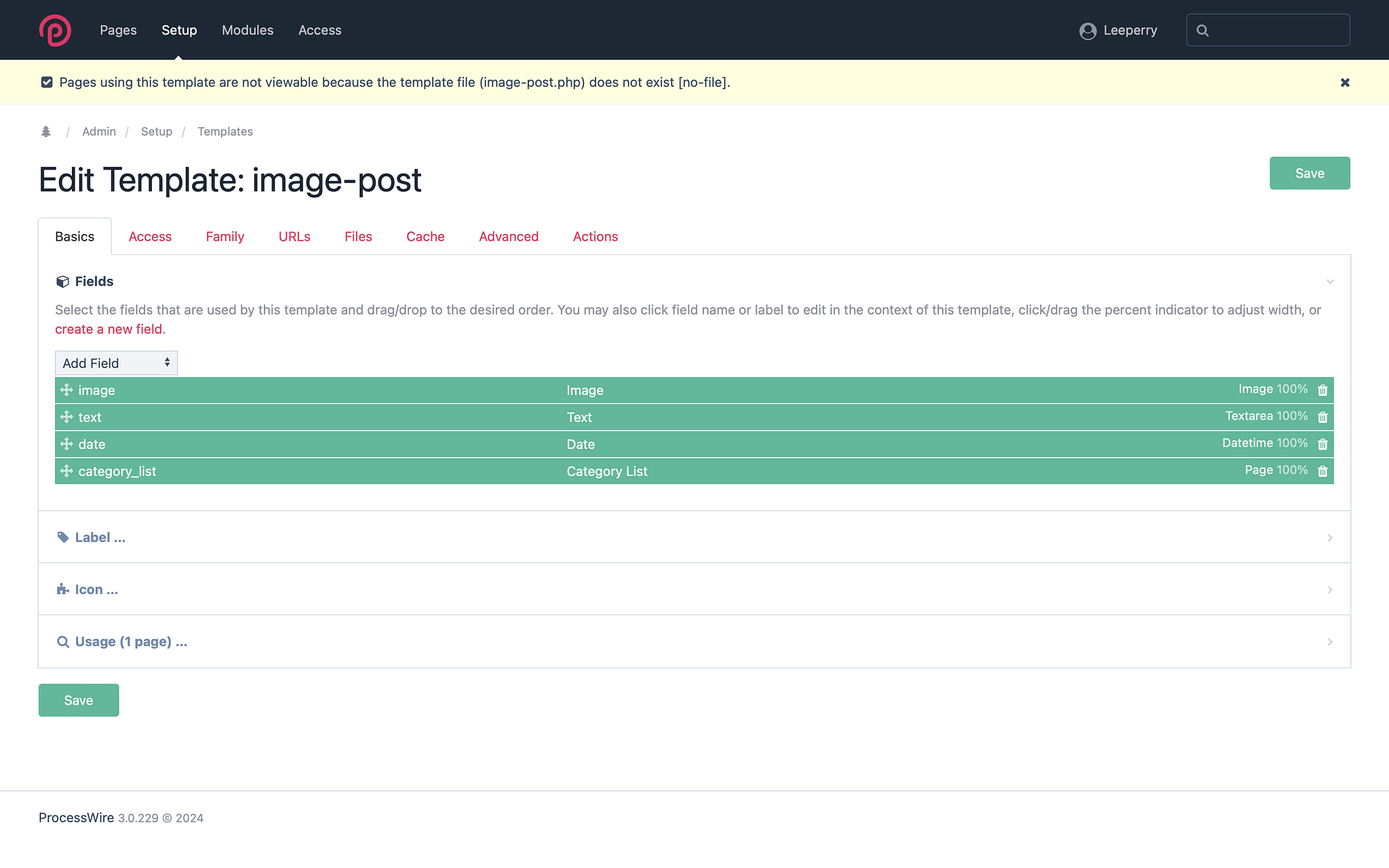 Template structure in processwire