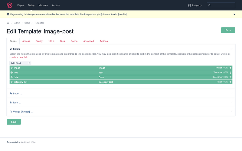 Template structure in processwire