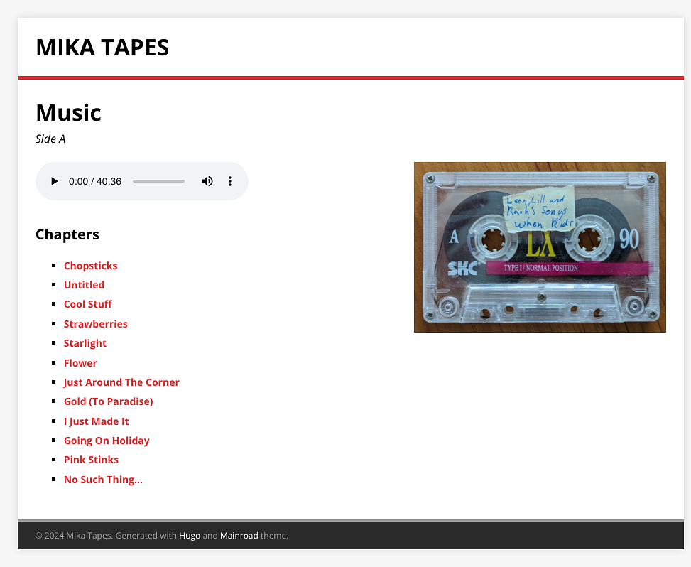 Playback of a tape side, with chapter links for seeking.