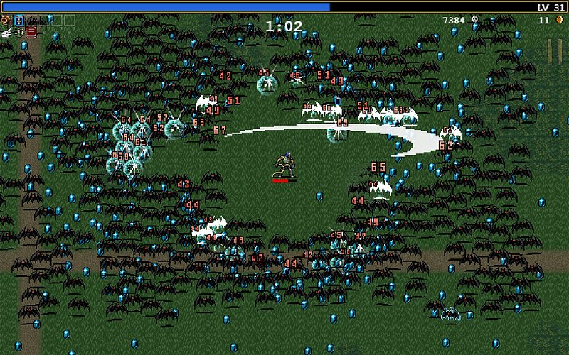 Vampire Survivors is a rogelike shoot-em-up video game filled with monsters and mayhem.
