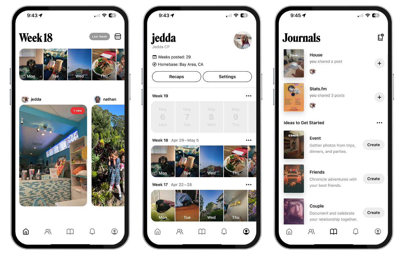Screenshots of the Retro App by the author
