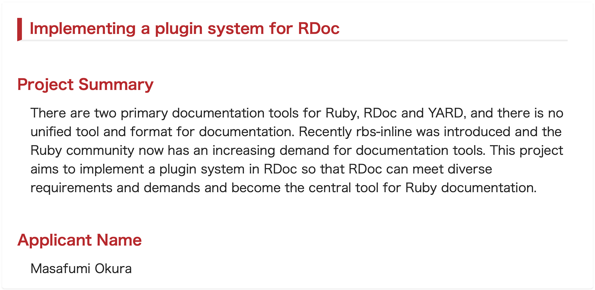 2024 Ruby Association Grant selection result - A plugin system for RDoc