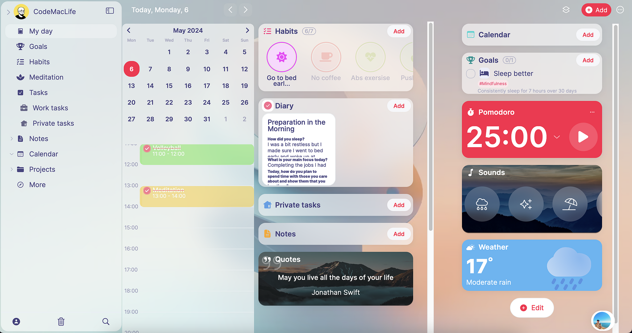 Brite To Do app Home Screen