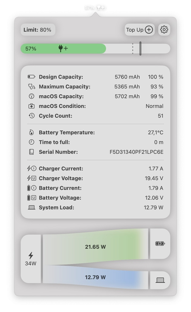 AlDente info screen