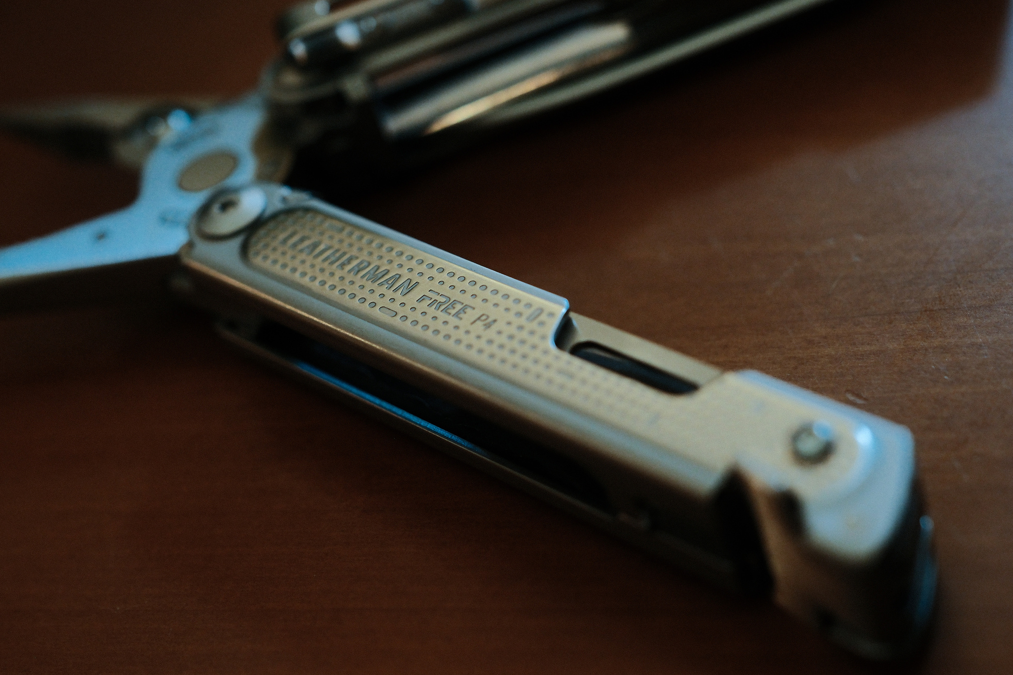 A closeup of an unfolded Leatherman Free P4 multitool