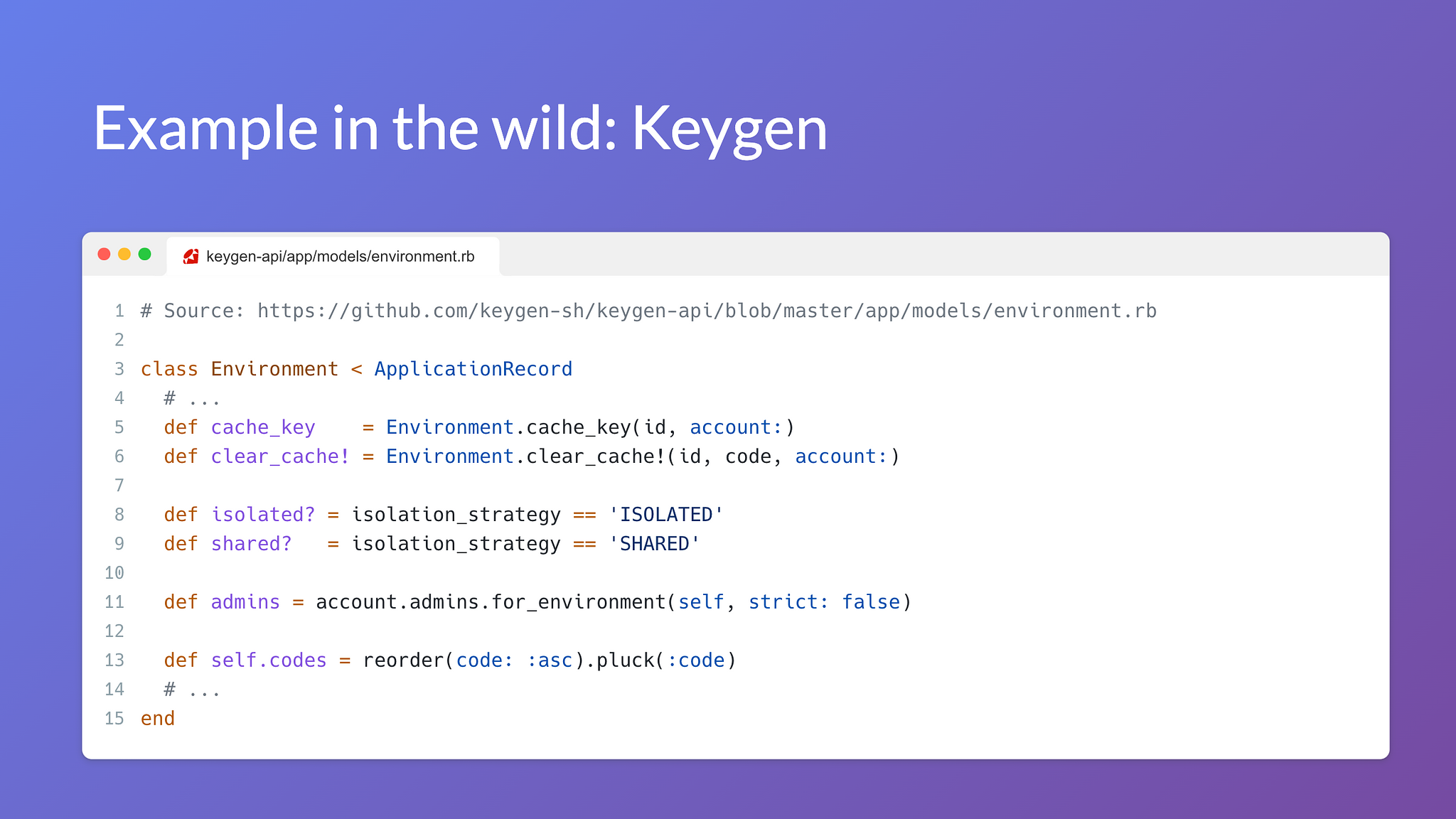 Keygen API code sample