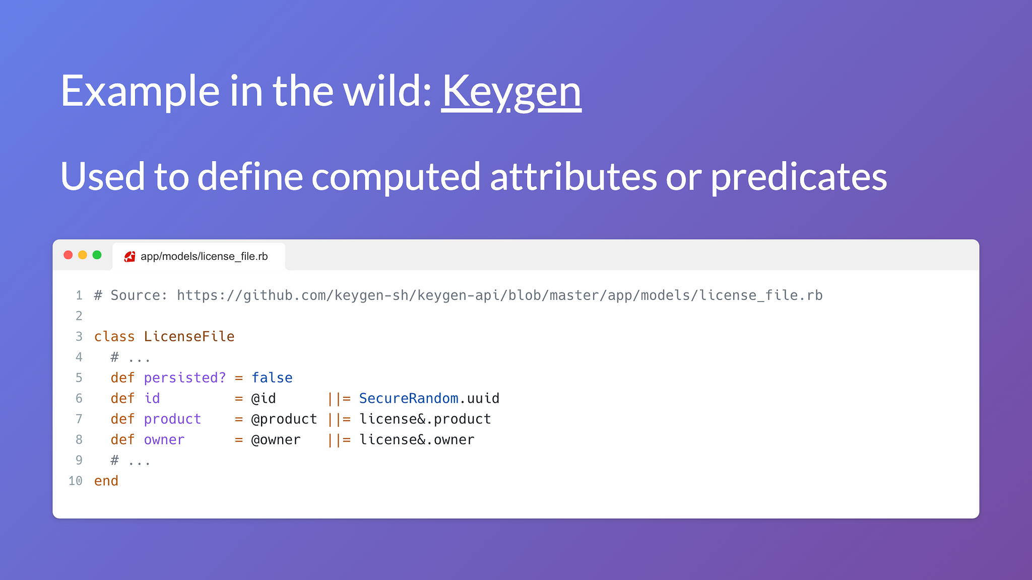 Keygen API code sample